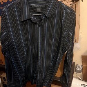 Elegant Black and Blue Striped Men's Shirt